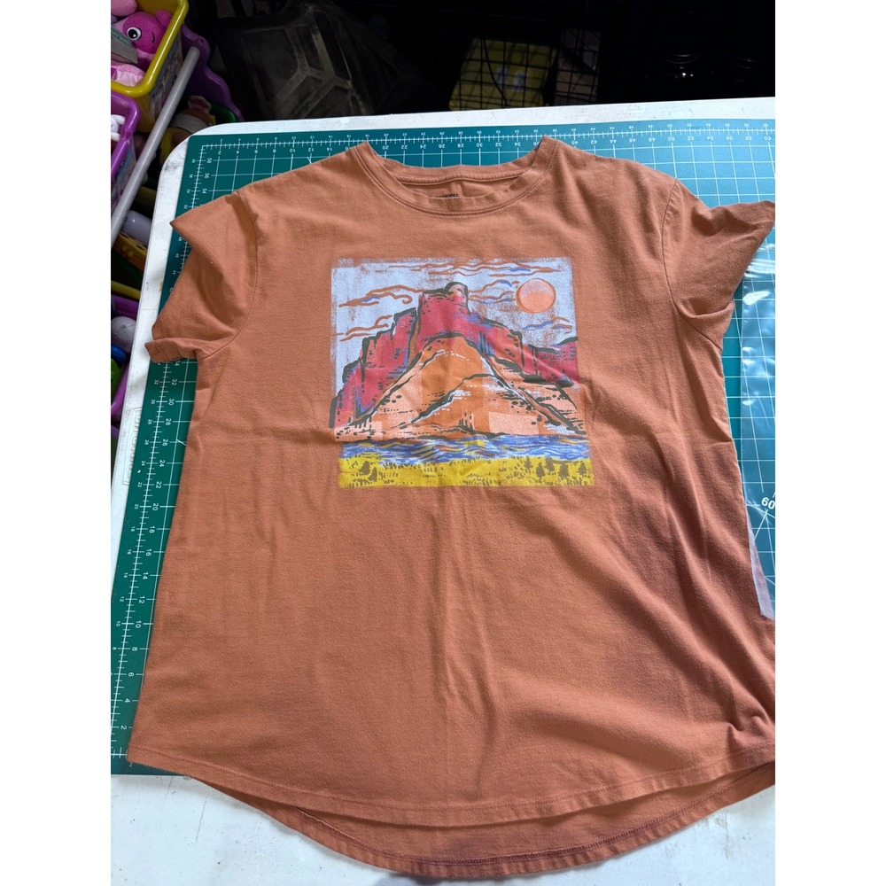 Sonoma Goods For Life Women Relaxed Graphic Tee Orange Desert Mountain Medium